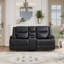 Ensemble de salon inclinable en cuir véritable 3 pièces 3 pièces - 2 chaises et 1 causeuse-127463214