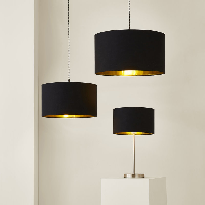 Reni 20cm H Cotton Drum Pendant Shade ( Spider ) in Black