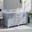 Gris foncé 60 po W Double meuble-lavabo avec comptoir en marbre de culture, miroir 58 et armoires intérieures spacieuses, gris, pour salle de bain, finition, miroir, compartiments de rangement