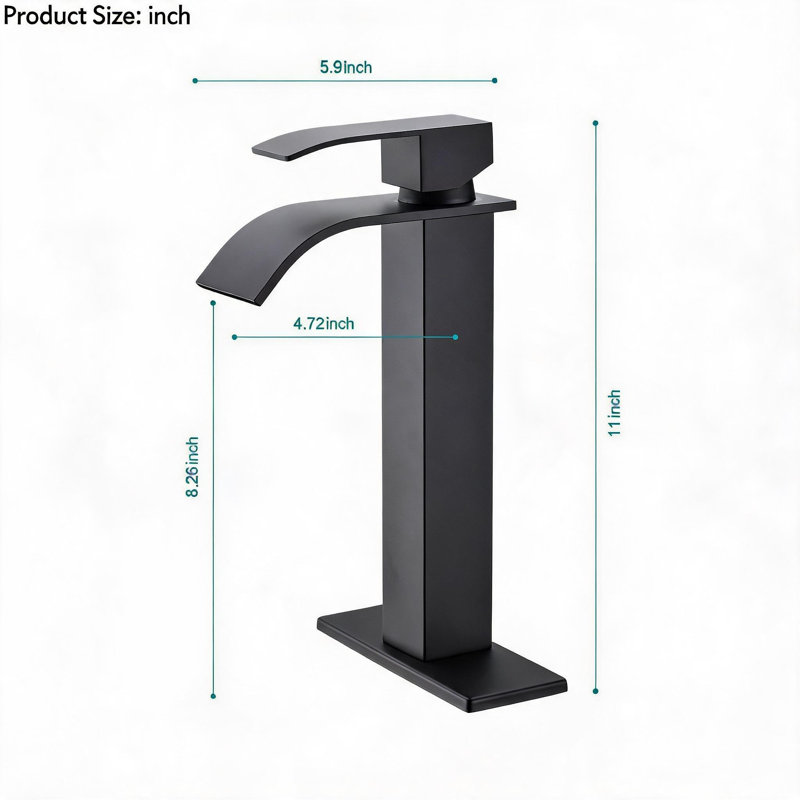 Robinet de lavabo de salle de bain en acier inoxydable noir mat avec poignée simple