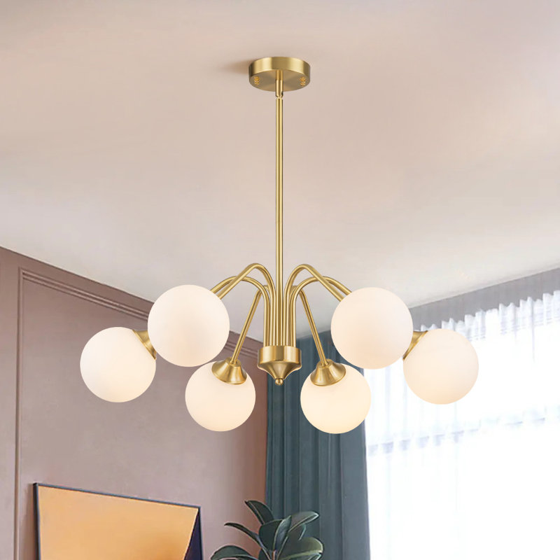 Lustre Spoutnik en laiton et verre , 6