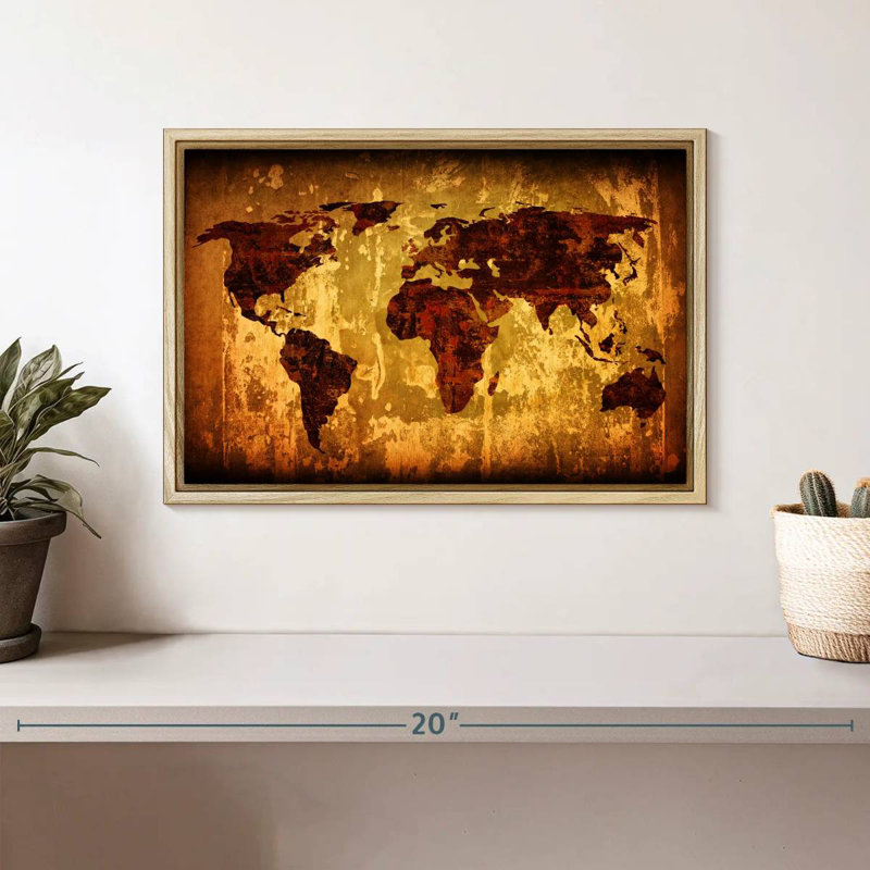Monde rétro Liggins, Cadre flottant en bois naturel, 13 po x 9 po