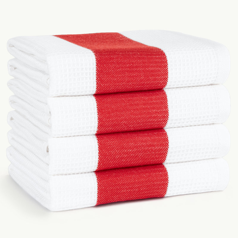 100% Cotton Dish Towels for Kitchen, 4 Packed Dish Cloths 20x28 inches Soft Absorbent Quick Dry Kitchen Towels, Red