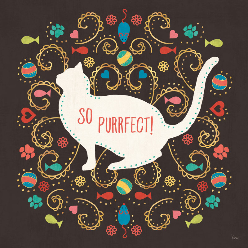 Otomi Cats III Dark - Wrapped Canvas Print, 30cm H x 30cm W
