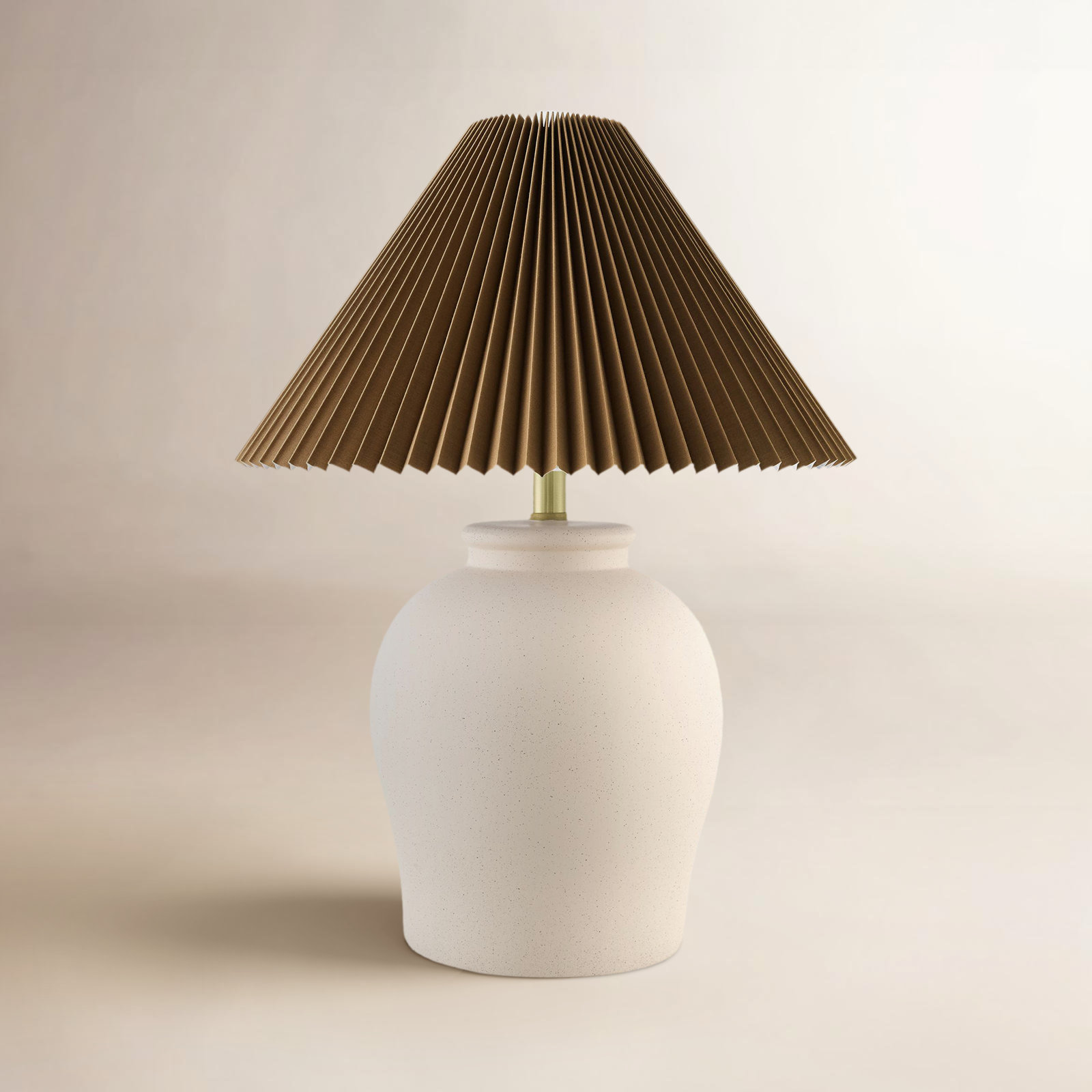 Chemise 22" Ceramic Table Lamp, Shell, Brown Pleated