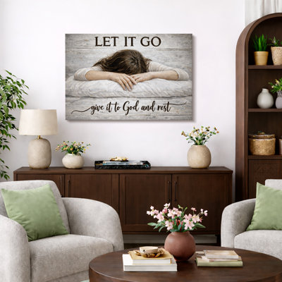 Let It Go Artwork, Inspirational Quote Pictures, Framed Canvas Giclee Print Wall Art