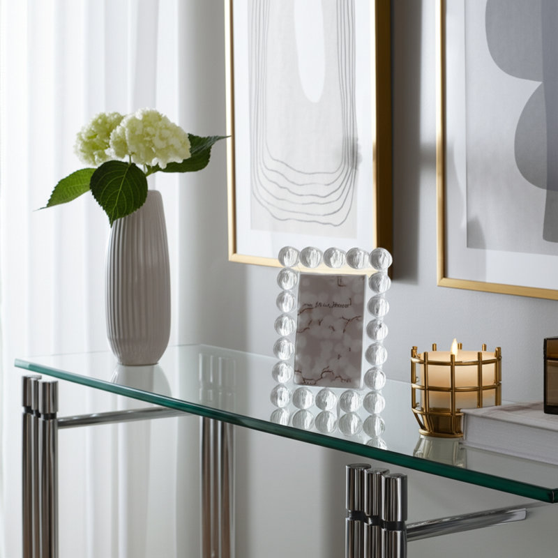 Cadre en cristal avec bordure sphérique glamour, 4 po x 6 po