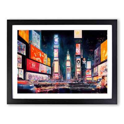 Times Square New York Watercolour Vol.4 1 Piece Single Picture Frame Wall Art