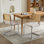 2 chaises de cuisine de style Mid-Century moderne, 2 chaises de salle à manger en velours beige avec dossier et base robuste, base en acier inoxydable naturel, accent pour la pièce, excellente respirabilité