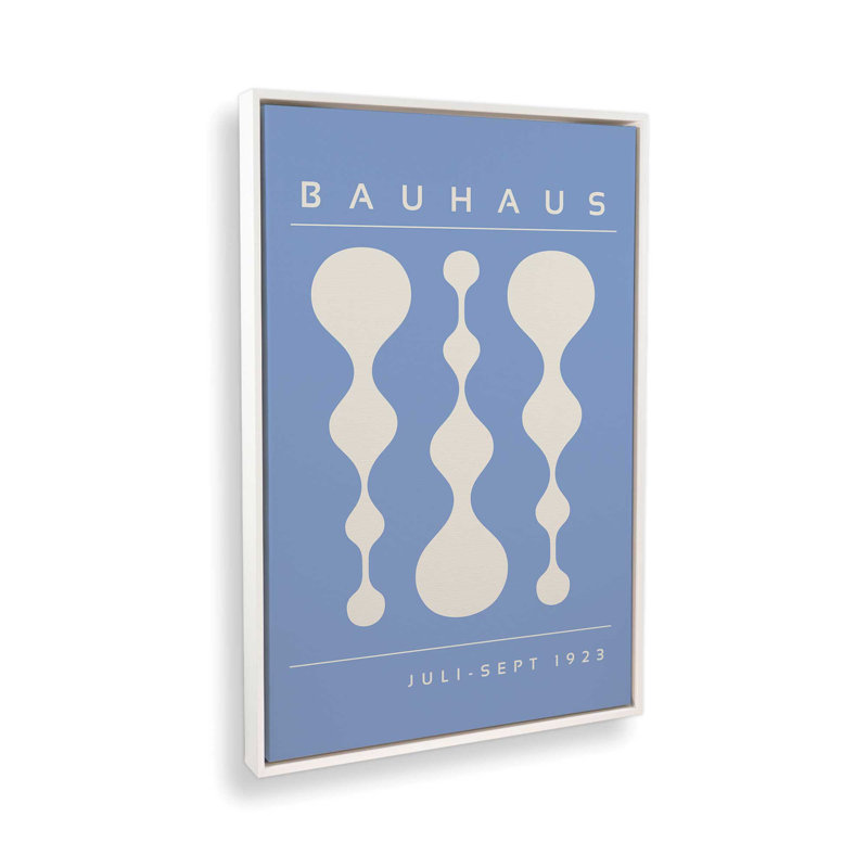 «Midnight Retro Bauhaus», reproduction sur toile encadrée, H 30,75 po x l 20,75 po, Cadre flottant blanc opaque, Bleu