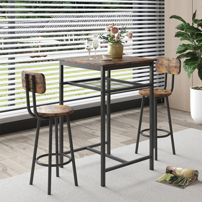 Table de bar, équipée de tabourets de bar, avec dossier et cloison
