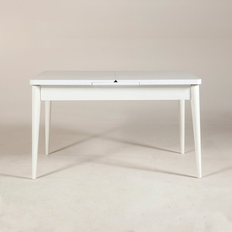 Extendable Dining Table, 51.2 x 30.3 x 31.5 inches (Open: 64.9 x 29.5 x 31.5 inches) | 100% Melamine Coated Particle Board, Hornbeam Legs | Multipurpose Table for Modern Dining & Entertaining
