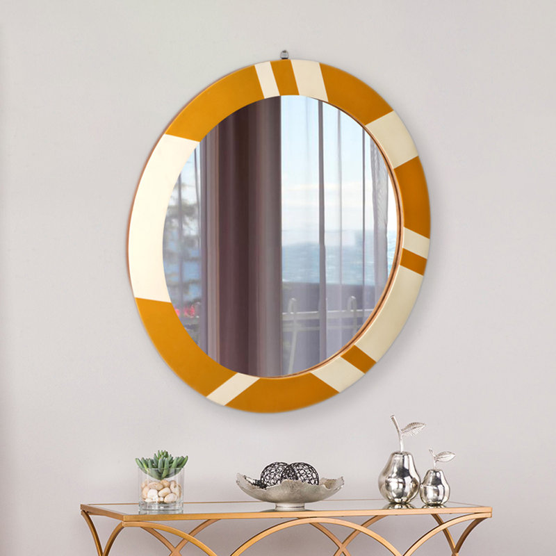 Miroir mural | Miroir mural décoratif de forme ronde | Miroir avec cadre en résine | 30 po
