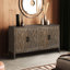 Armoire d'appoint 60 pouces avec 4 portes - Table d'appoint de salon moderne brun et tablette réglable-1109289994