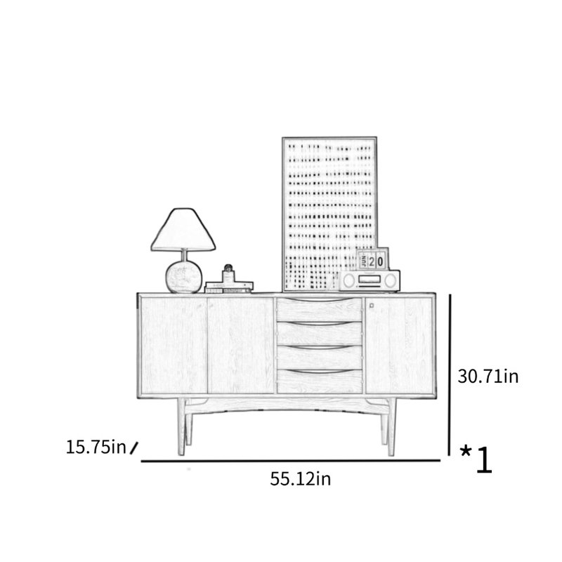 Armoire d'appoint Minimalist, H 30,71 po x l 55,12 po x P 15,75 po