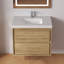 Ensemble de meuble-lavabo simple autoportant de 30 po avec plateau en granit blanc entièrement assemblé-1847001266