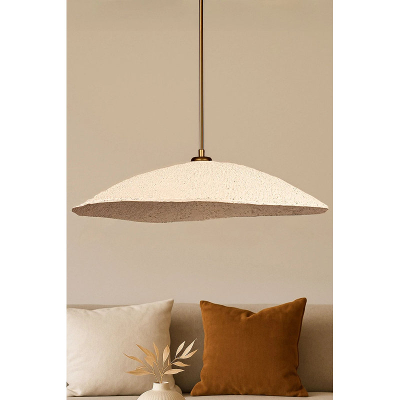 Élégant lustre réglable, doré et écru, structure en métal, plaque de base de 15,7 po x 3,1 po, hauteur: 4,7 po à 24,4 po | Douille E27 de 40 W Max, éclairage élégant pour le salon, la salle à manger et le vestibule | Certifié IP20