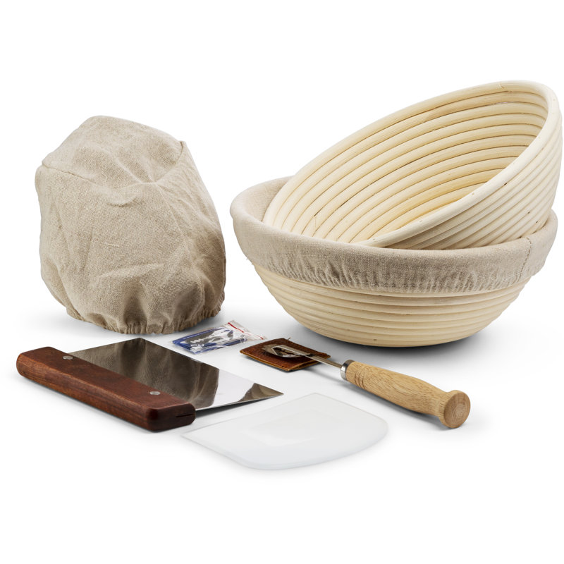 Kook 12-Piece Rattan Bread Proofing Basket Set with Tools