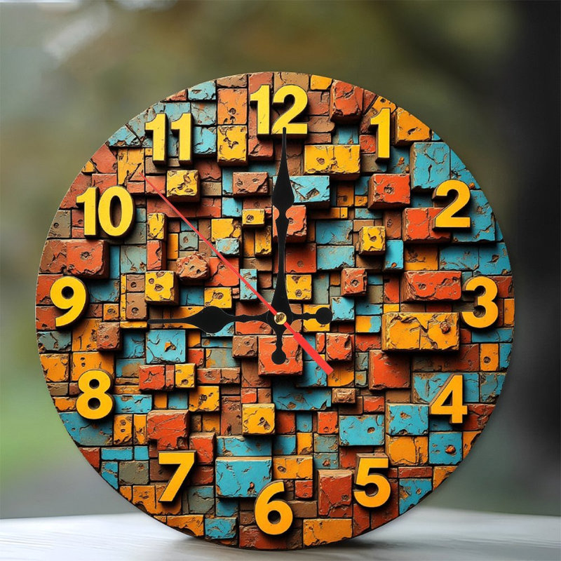 Horloge murale rustique en brique