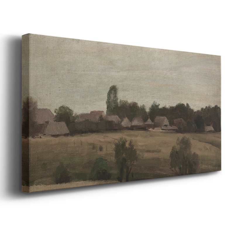 Série paysage - DCLVI - Toile tendue avec châssis encadré - Prêt à être accroché, H 25 po x l 49 po, Doré