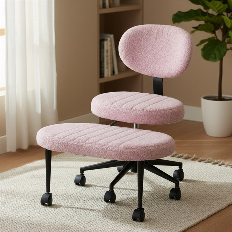 Ergonomic Swivel Office Chair With Backrest Support And Casters, Featuring An Adult-sized Multi-angle Cross-legged Design