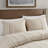 King 3 Piece Cotton Yarn Dyed Duvet Cover Set With Tufted Chenille, Soft Taupe And White Stripes, OEKO-TEX Certified-119369734-119369732