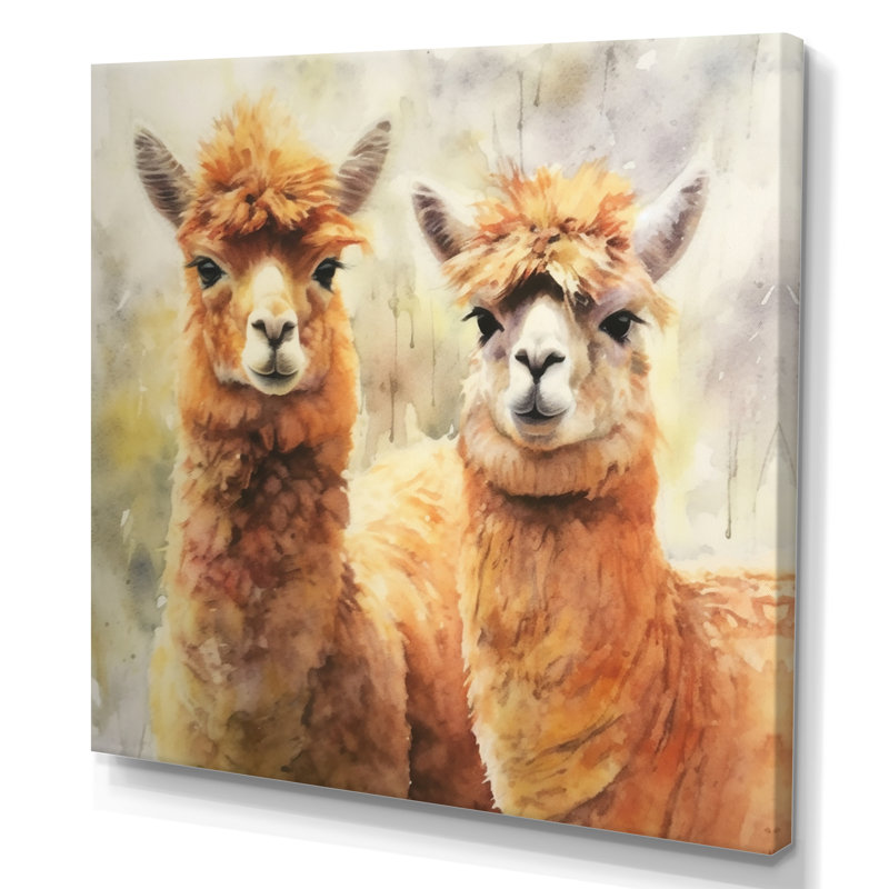 Alpagas gracieux sur toile, H 30 po x l 30 po x P 1 po, Toile tendue