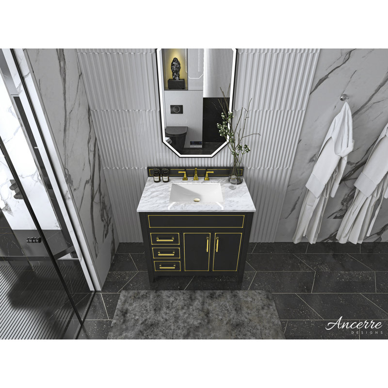 Aspen 36'' W Single Vanity, Gold, Black Onyx