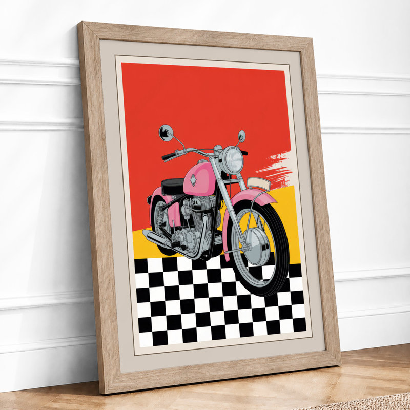 Pink Chrome Rebels Retro - Framed Print, Oak, A3 - 42.0 x 29.7 cm
