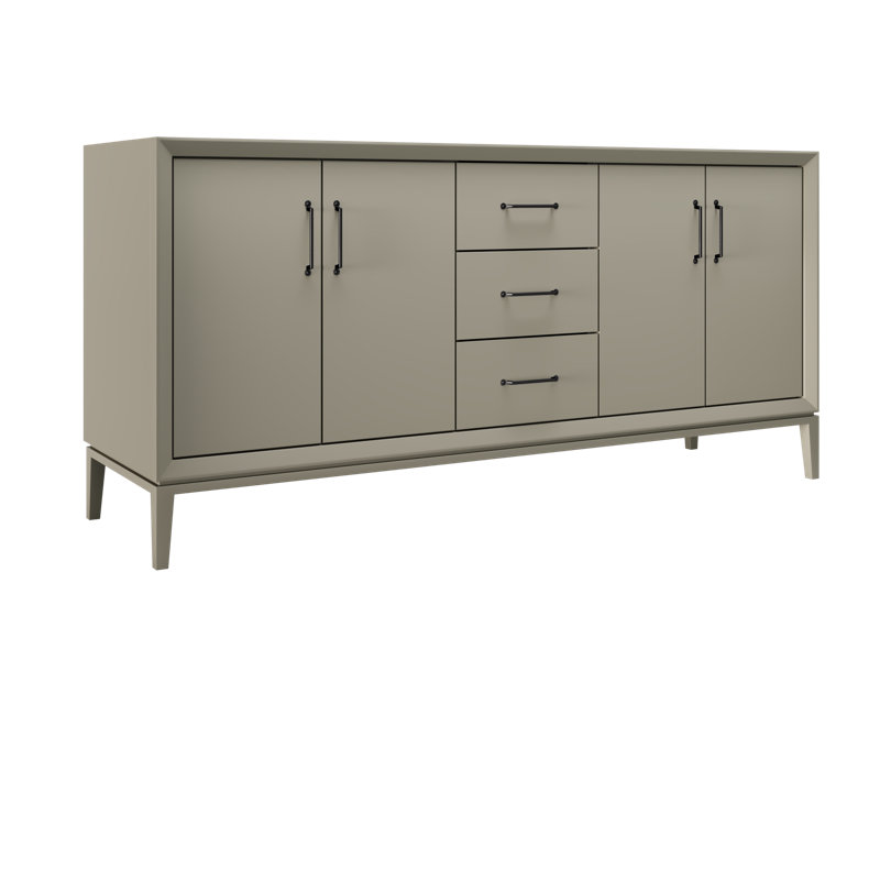 Alexandra Double Bath Vanity, French Olive, 72", Matte Black