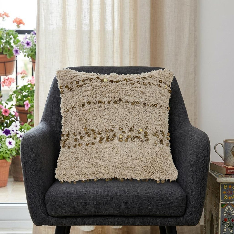 Coussin décoratif beige transitionnel Parkland
