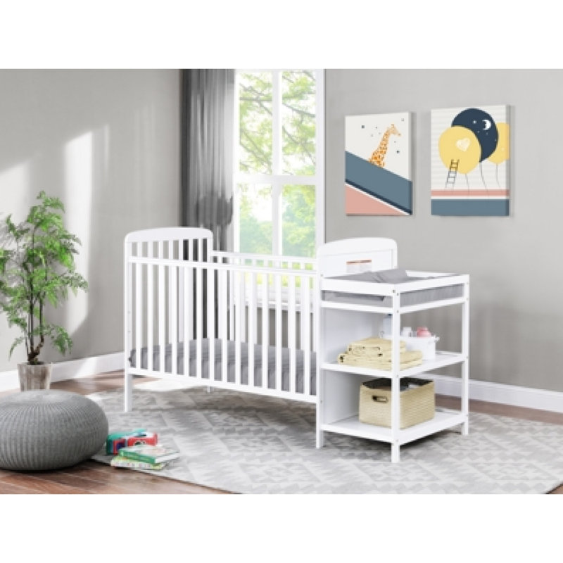 Ensemble de lit de bébé et table à langer convertible 3-en-1 Ramsey - blanc, Blanc