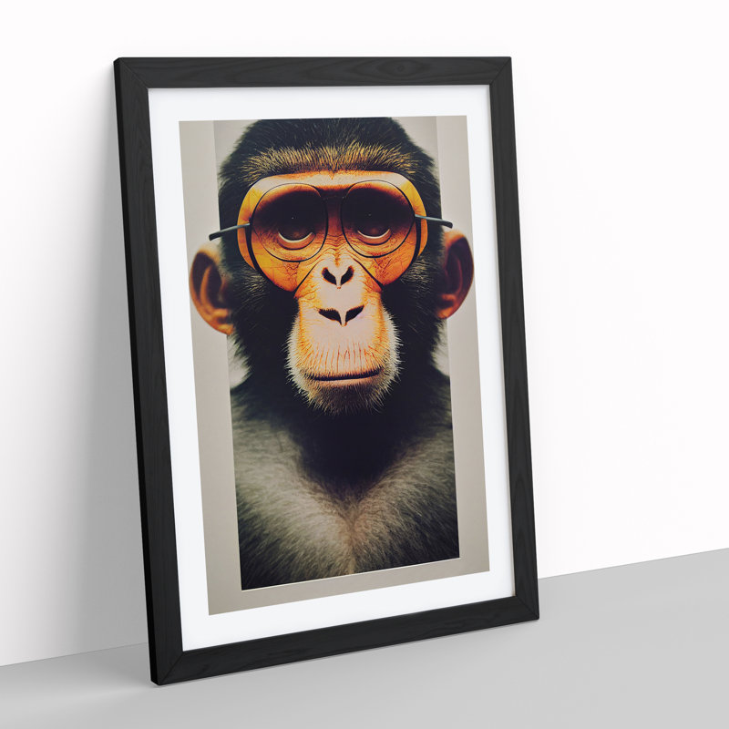 Outstanding Monkey - Framed Print, Black, 64cm H x 46cm W x 2cm D