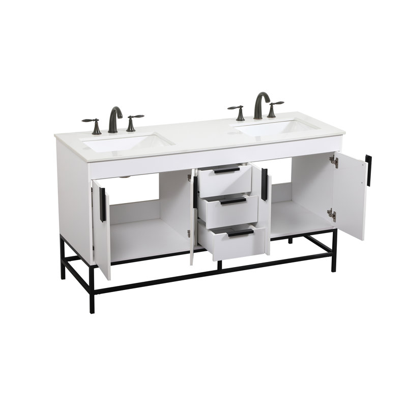 Ensemble de meuble-lavabo double 60 po Eugene, Blanc
