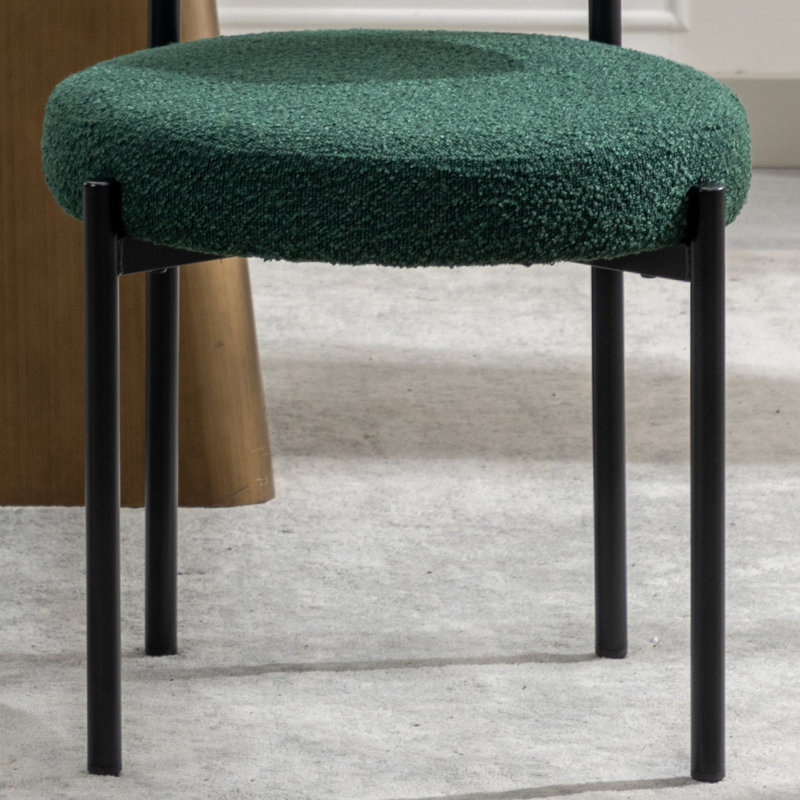 Chaise de salle à manger rembourrée Modern, Vert, 6, Noir, noir, noir, noir