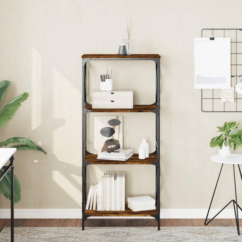 Tyieshia Bookcase, Smoked Oak, (4 Shelves) 52" H x 23" W x 14" D