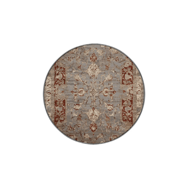 Machine Washable Gray Area Rug, Round 7'