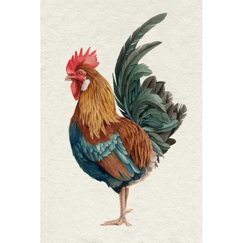 Rooster II by Grace Popp - Painting, 76 cm H x 51 cm W, Wrapped Canvas