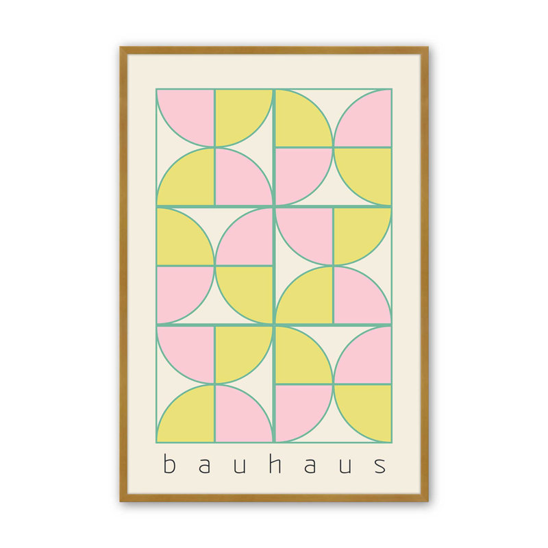 «Bauhaus Pastel Play» par Looks Printables, Papier avec cadre doré poli, H 21,25 po x l 17,25 po x P 1,25 po