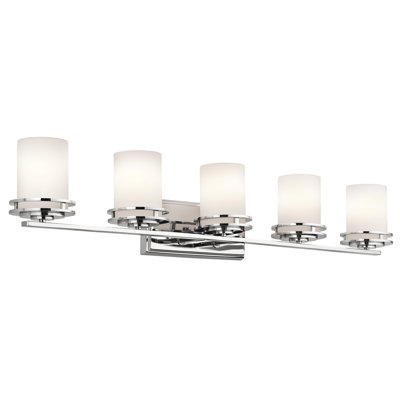 Hendrik 5-Light Chrome Vanity Light with Etched Glass Shades