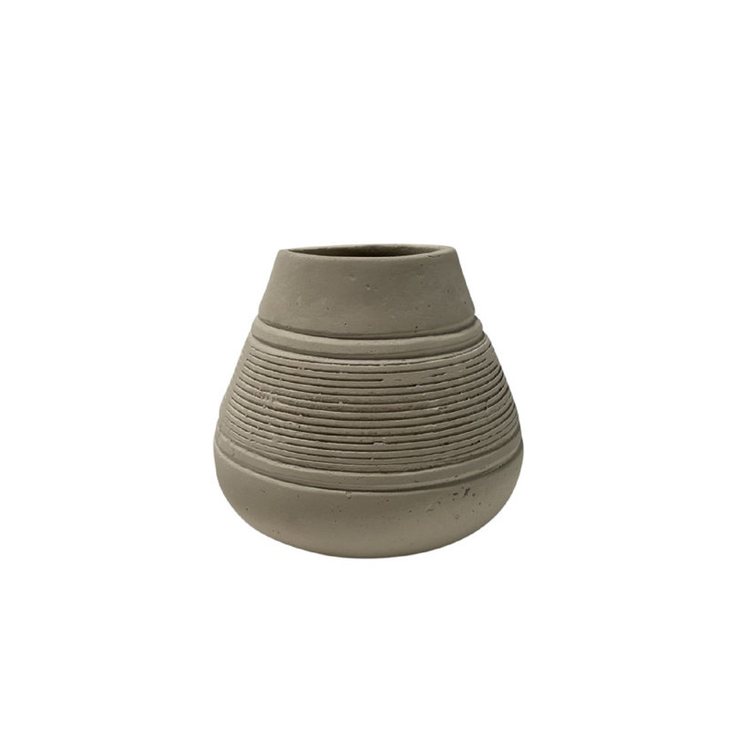 Vase en terre cuite H 5,5 po et diamètre 6,3 po, Blanc