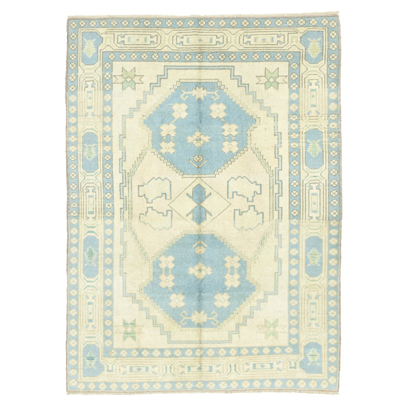 Tapis en laine tissé à la main à motif rustique Nil