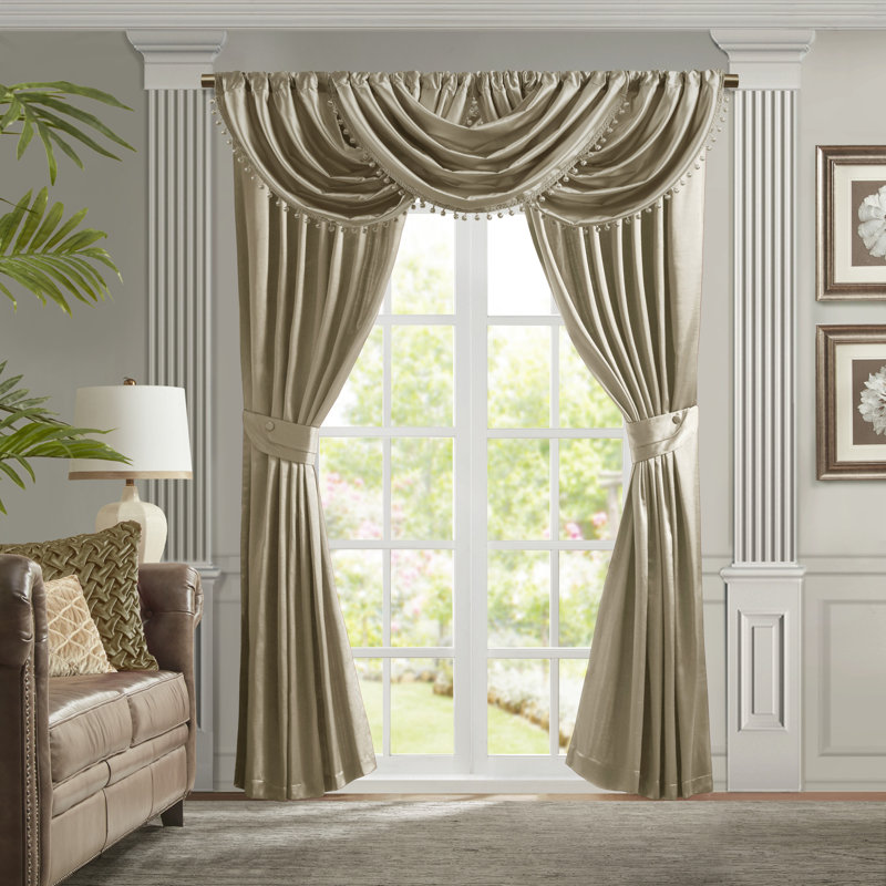 Avignon Croscill Classics Single Curtain Panel with Tieback, 26" W x 96" L, Champagne