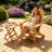 Chaslynn Outdoor Teak Adirondack Chair, Patio Curveback Lounge Chair
