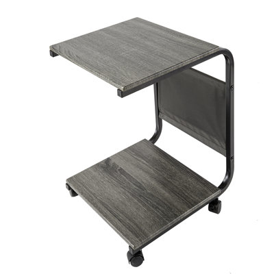 C Shaped End Table TV Tray on Wheels