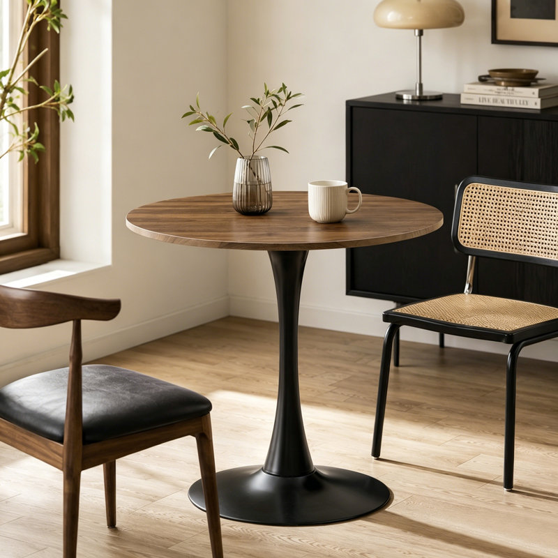Petite table de salle à manger ronde Table de cuisine Table bistro Table cocktail Table tulipe Table bistro, Brown/Black