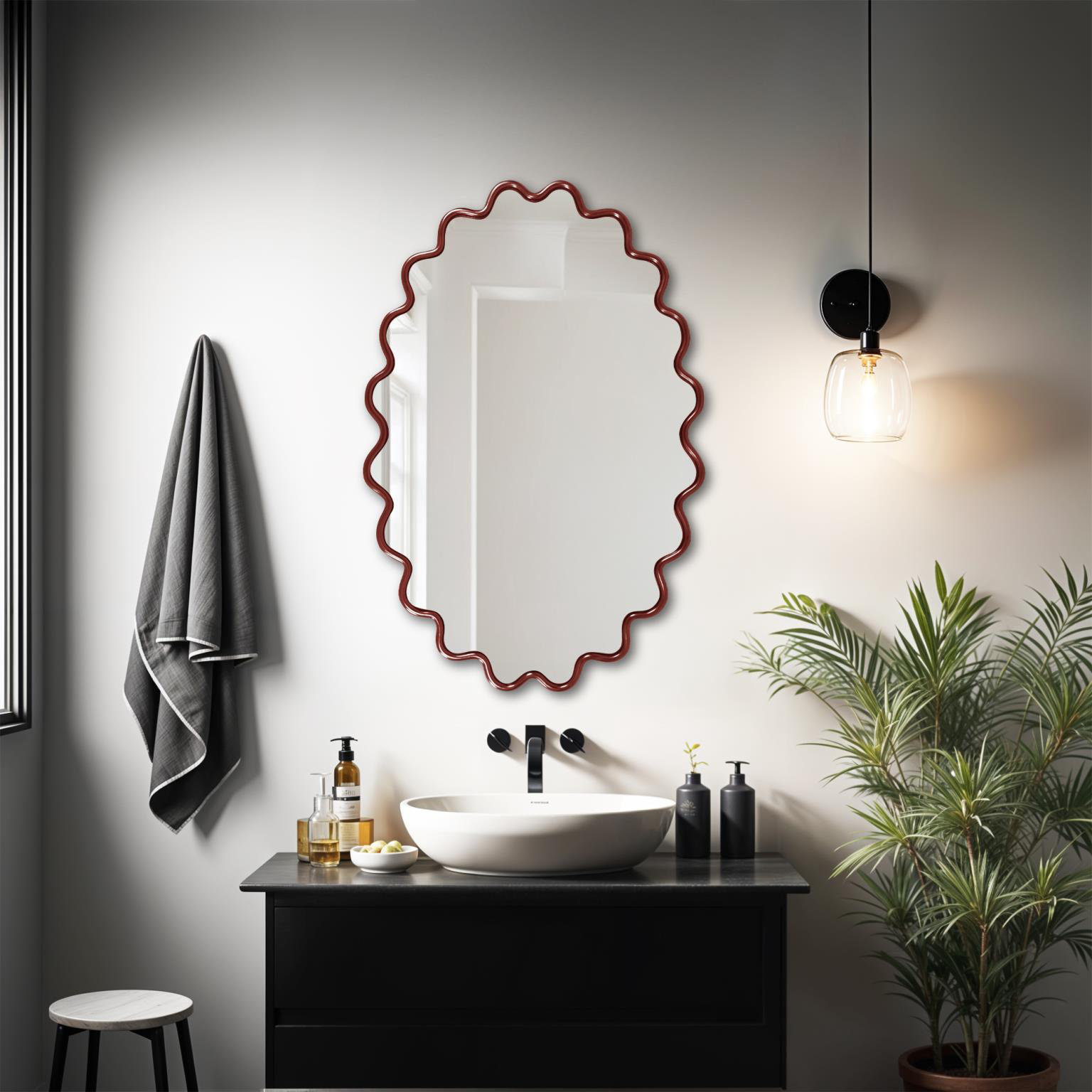 Anders 24" Mirror, Dark Red
