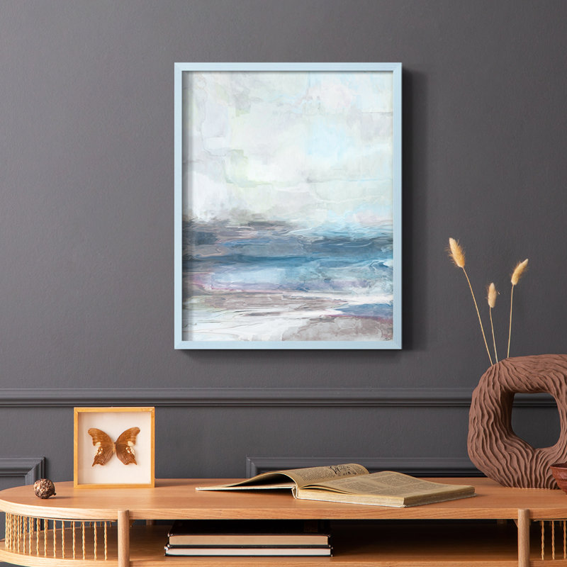 Reproduction encadrée en bois massif de la Vallée Azzurra, Cadre simple bleu, H 10 po x l 8 po