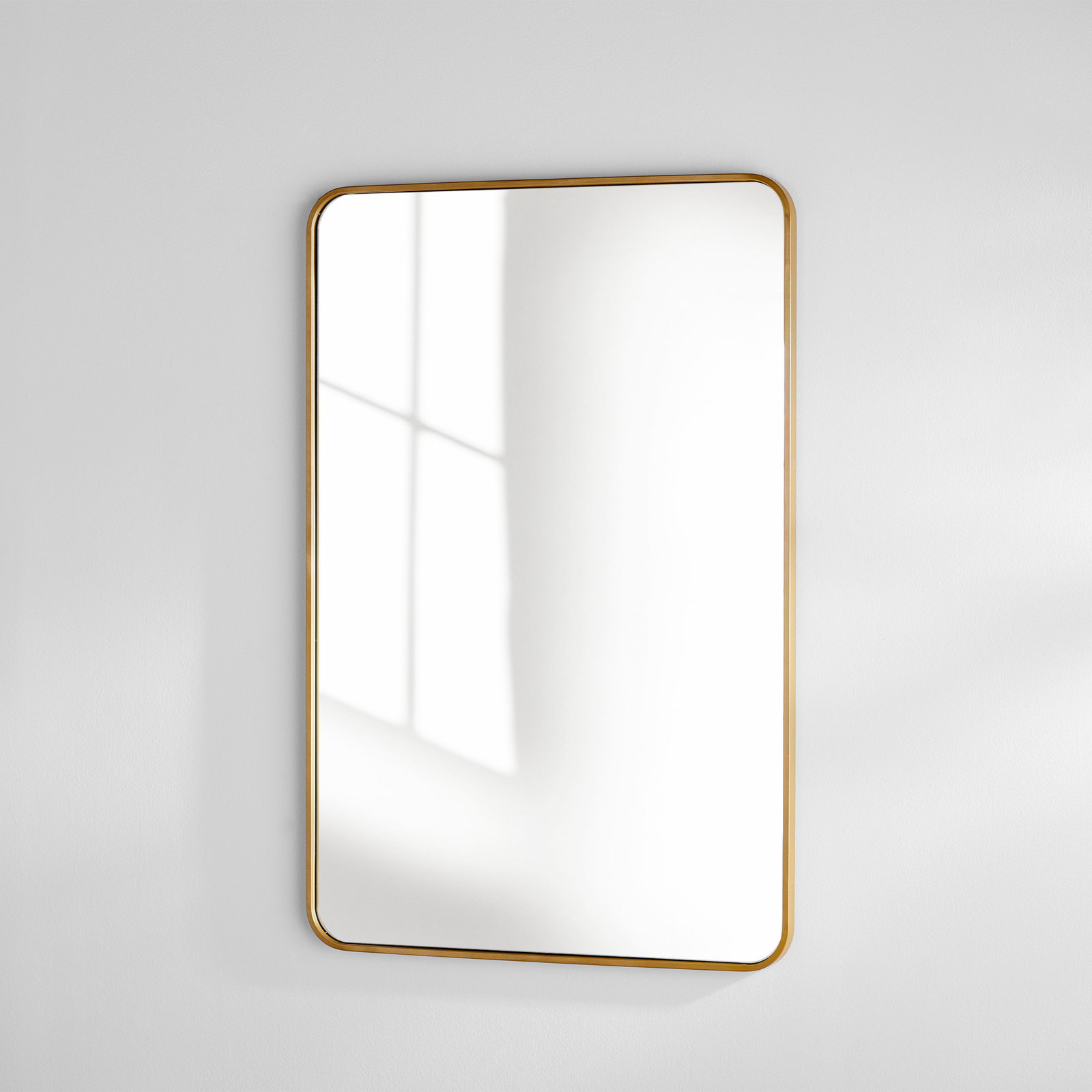 Sabine Metal Rounded Rectangle Wall Mirror, Brass, 42" x 28"