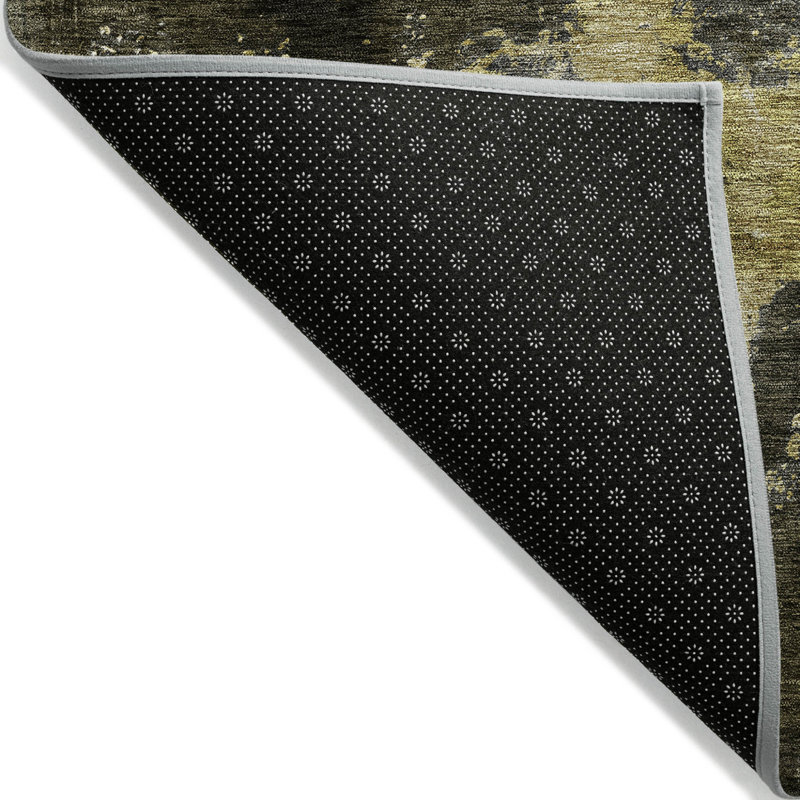Tapis intérieur lavable abstrait 10 pi x 14 pi brun